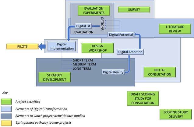 Operationalised Digital Transformation process augmented by project activities