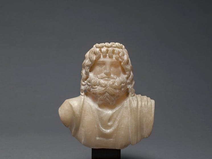 A bust of a 2nd century greek god donated with the assistance of the McCready's fund