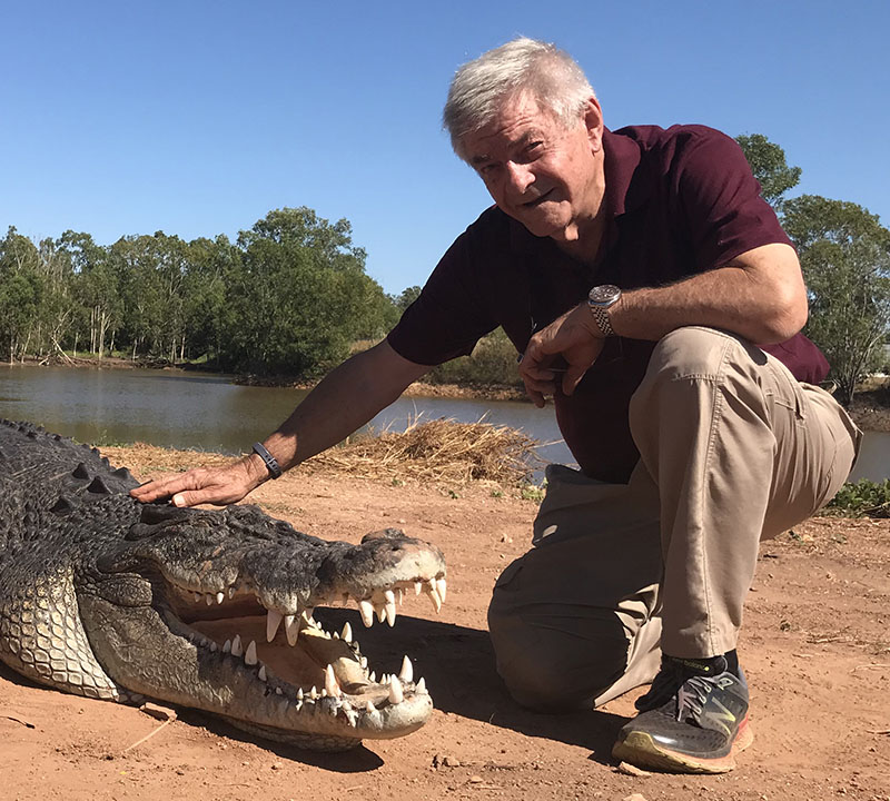 Grahame Webb with a crocodile