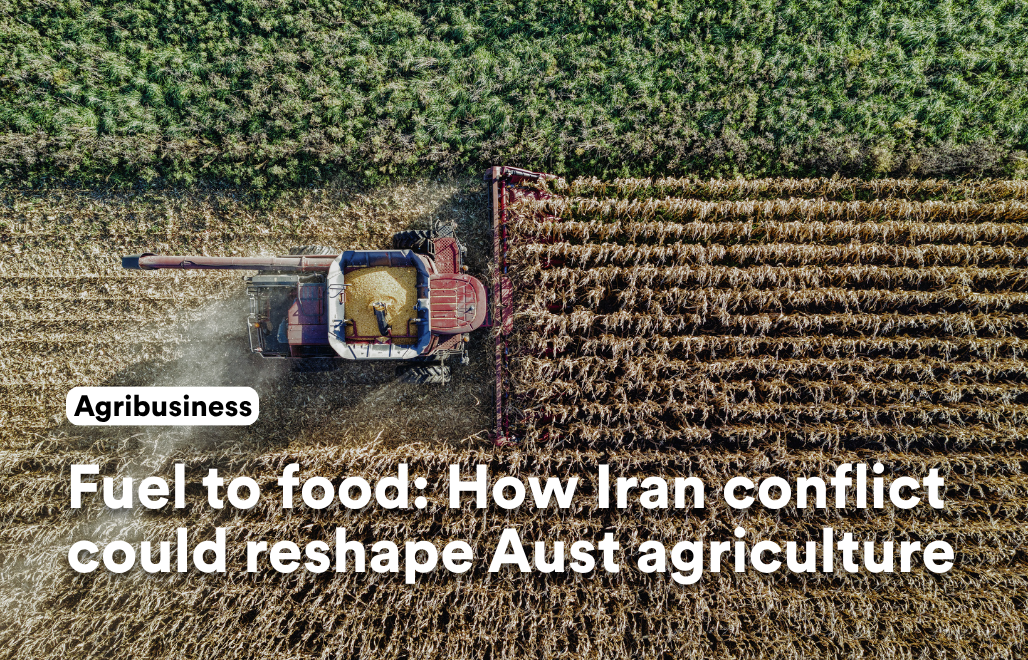 A harvester moves through a field.