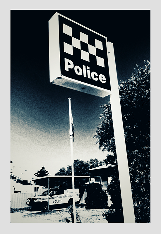 Police signage outside a police station  