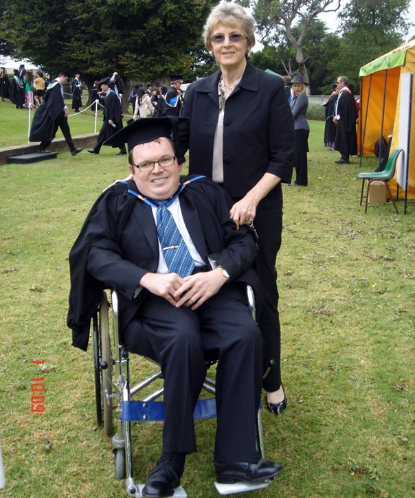 Adam Johnston with his mum, Sally.