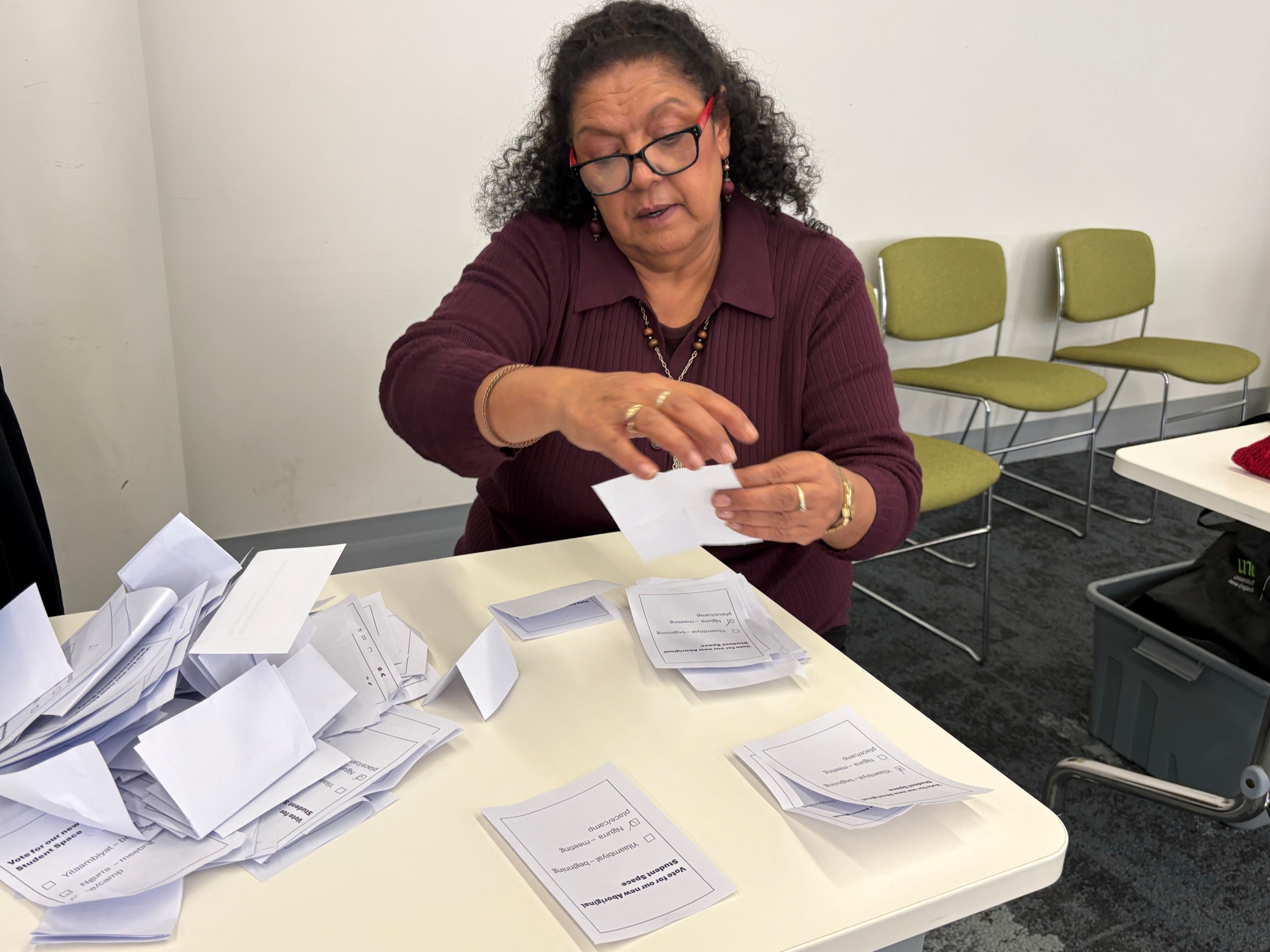 Sharon Porter counts the votes