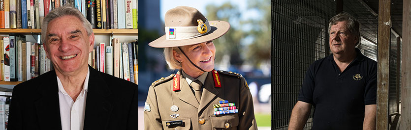 L-R: Professor Graeme Harper AM, Lieutenant General (Hon) Cheryl Pearce AO AM CSC (source LinkedIn) and William Oates OAM. 