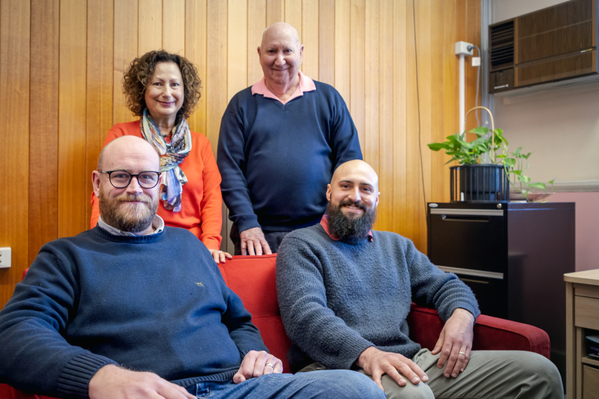 UNE's Brain Behaviour Research Group. (L-R) Christopher Watson, Professor Vicki Bitsika, Professor Chirstopher Sharpley, Dr Lorenzo Odierna. 