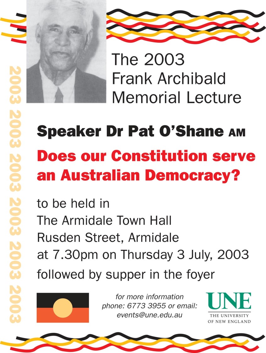 2003 Pat OShane lecture poster