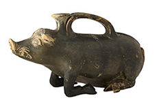 Digital model of a glazed Etruscan pottery jug in the shape of a boar 
