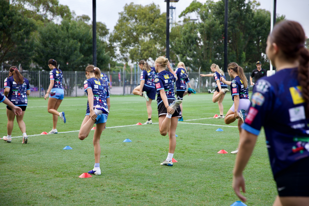 Study participants completing drills during a training session