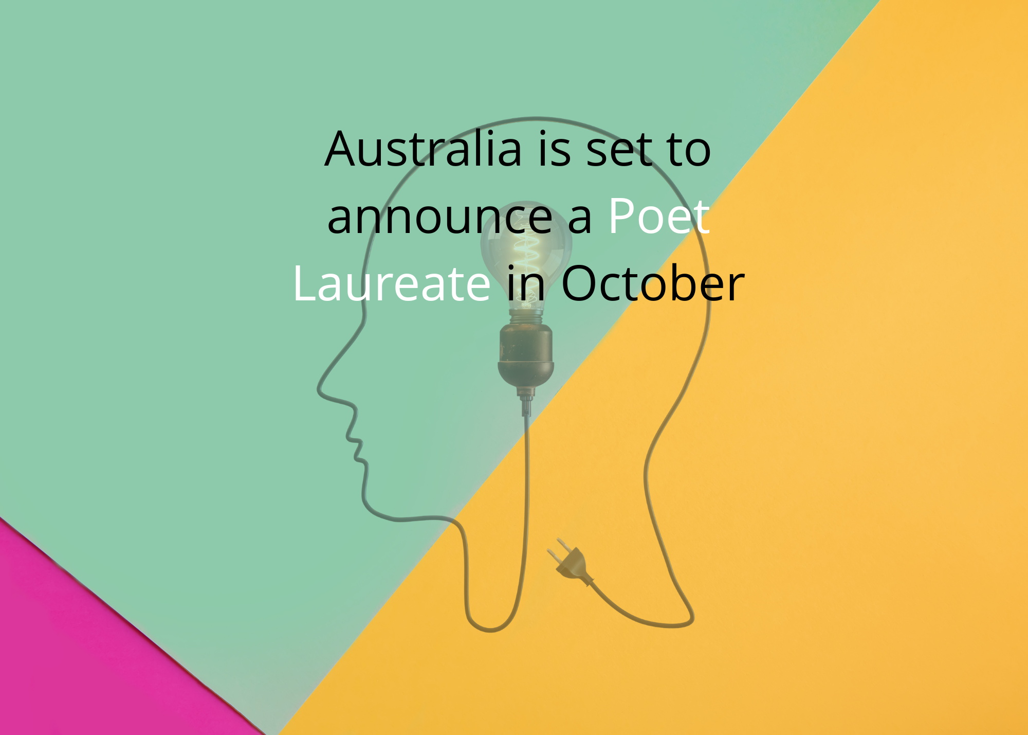 Colourful geometric pattern graphic with a lightbulb and outline of a human head in profile, symbolising thought and ideas