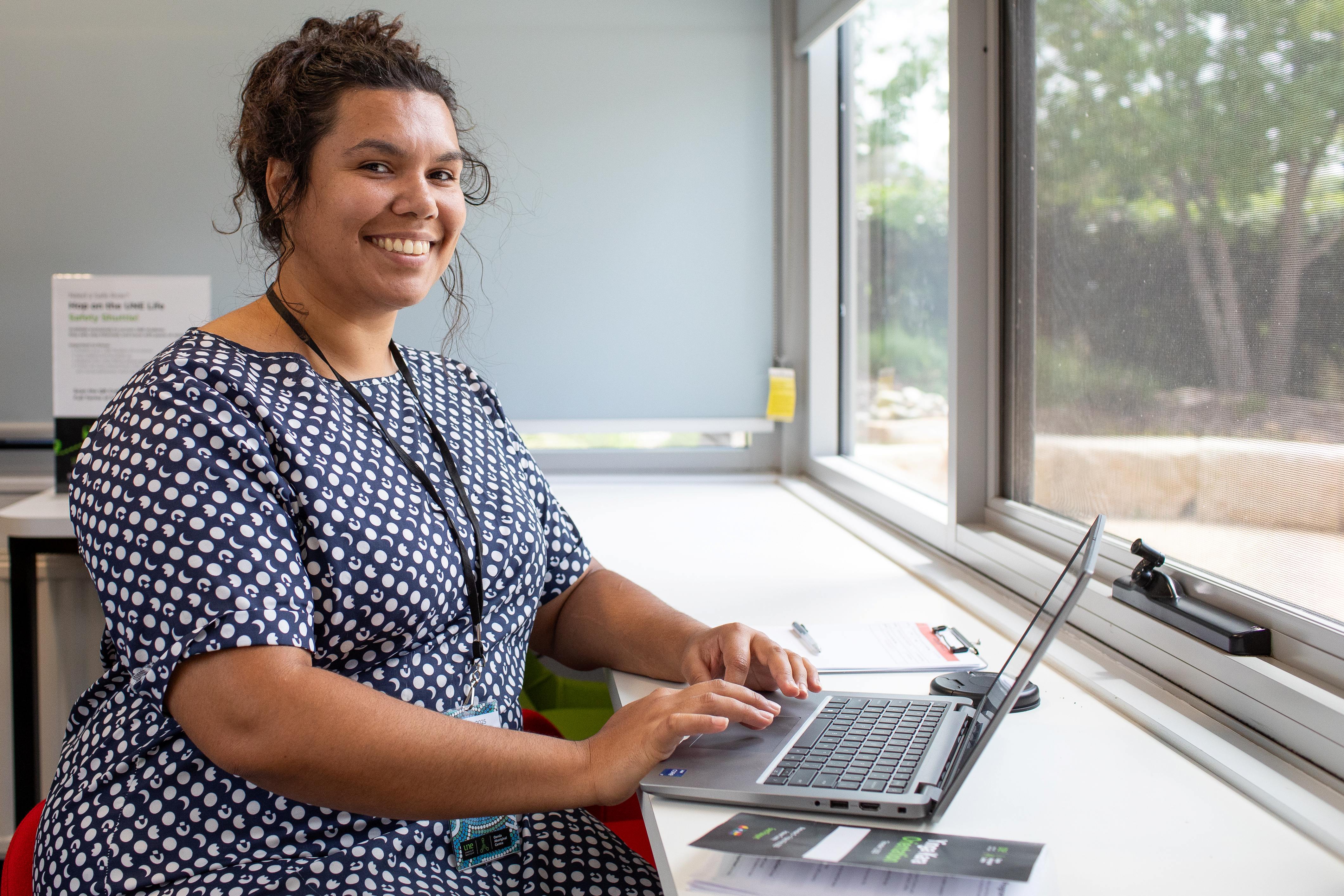 Student sitting at their laptop in the Oorala Student Centre