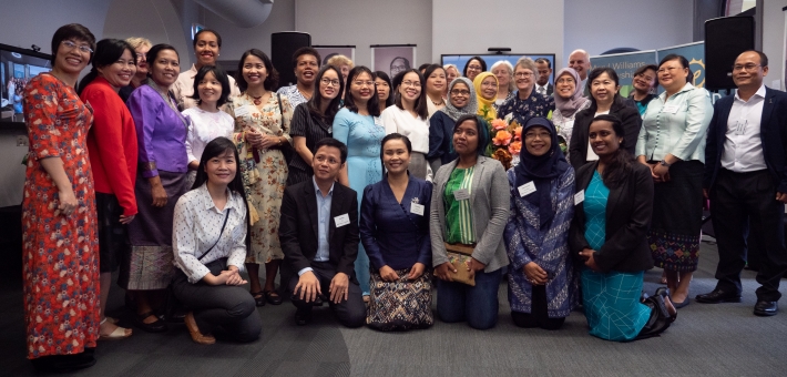 Group photo of the participating fellows and program leaders including 20 women from Papua New Guinea, Fiji, Vietnam, Cambodia, Laos and Indonesia.