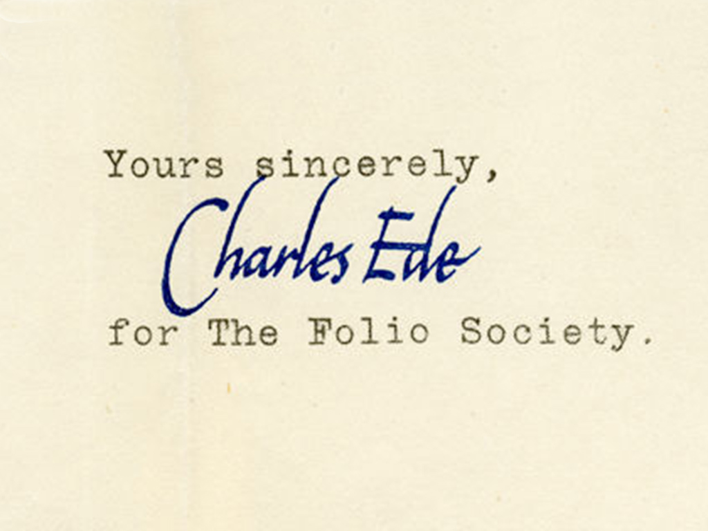 Letter from Charles Ede featuring his signature
