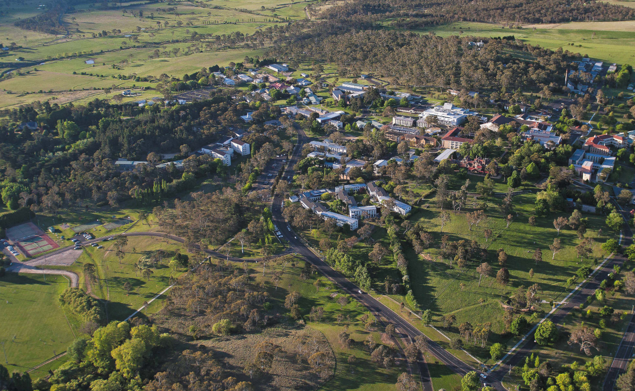 Aerial shot of UNE Armidale campus