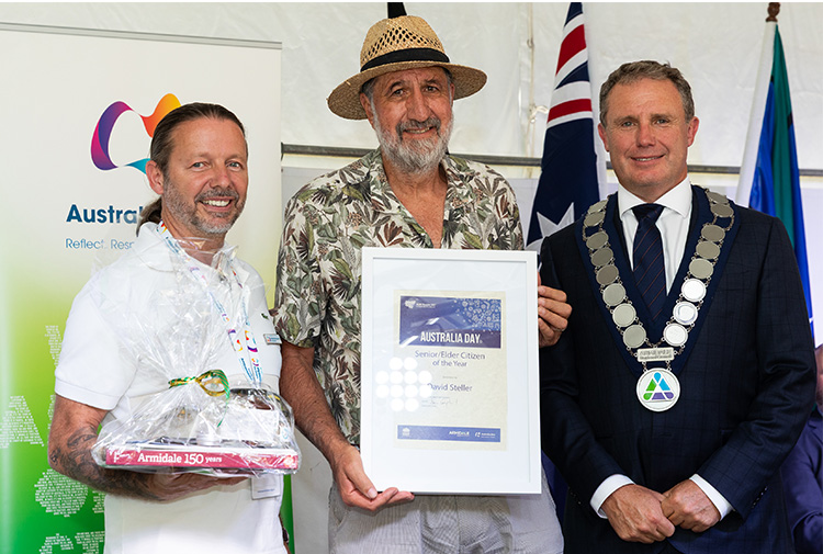 David receiving his framed Australia Day award from mayor