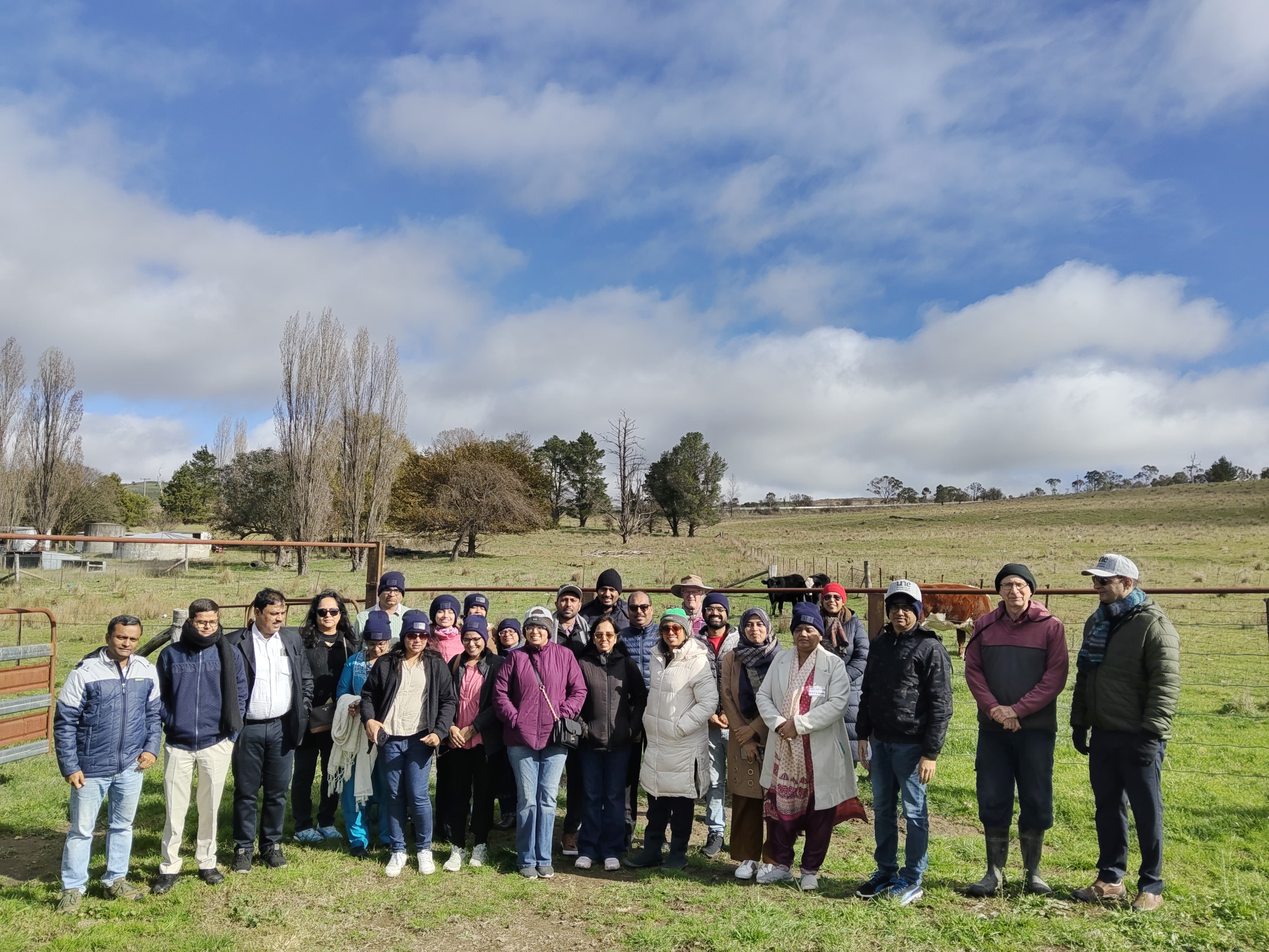 UNE staff with Indian researchers and professionals taking part in the Australia Awards short courses last year.