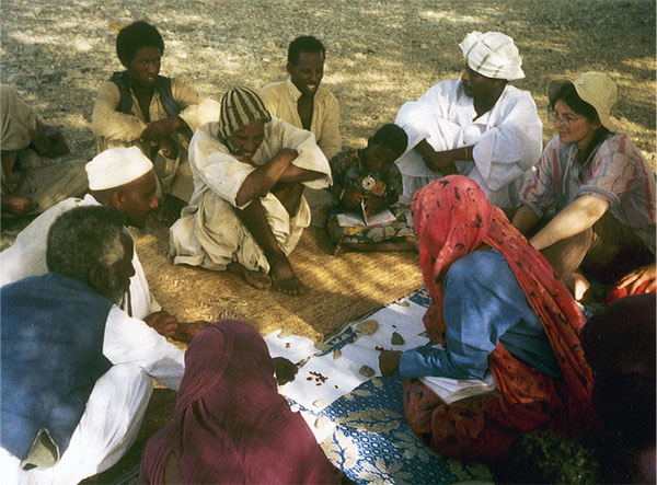 Ann in participatory evaluation of Beja pastorial project in Eastern Sudan. Photo Wolfgang Bayer. 