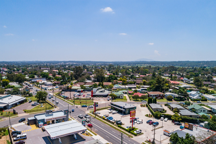 Aerial view overlooking Singleton