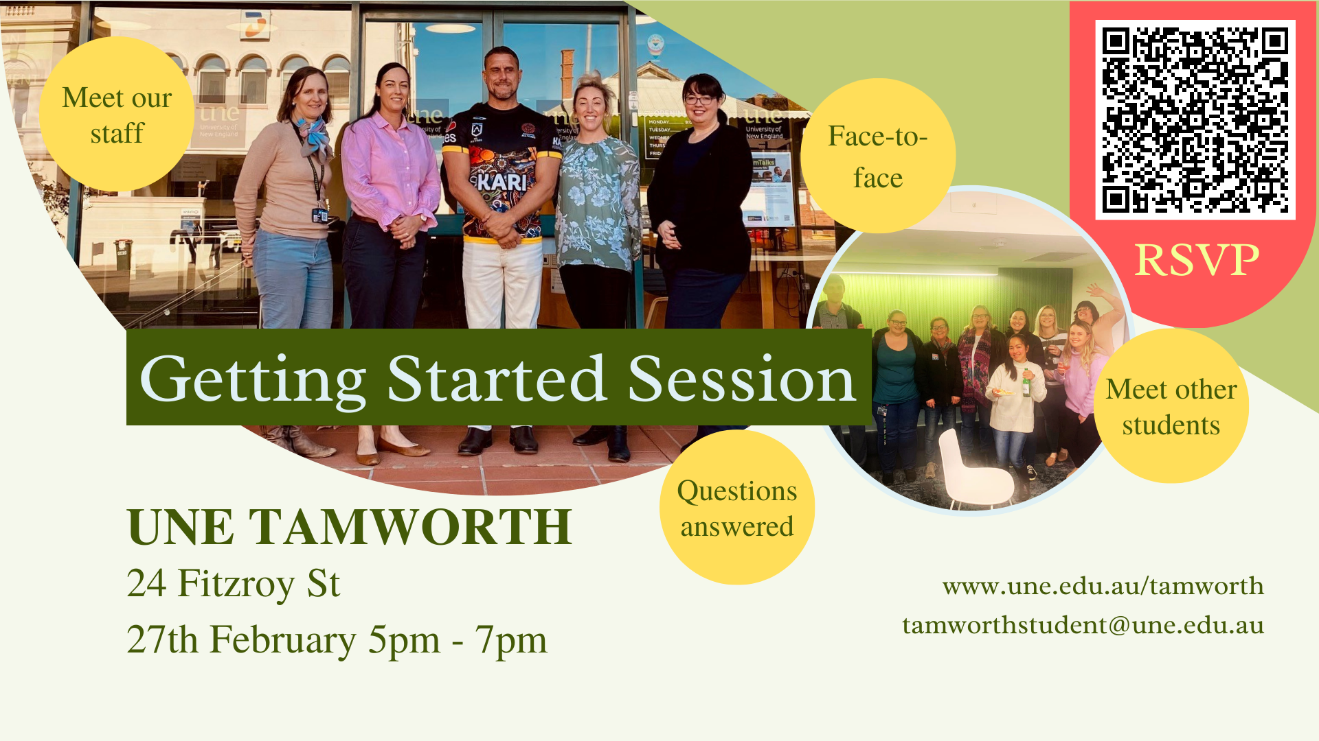 UNE Tamworth's Getting Started Session 27th of February from 5pm to 7pm at UNE Tamworth