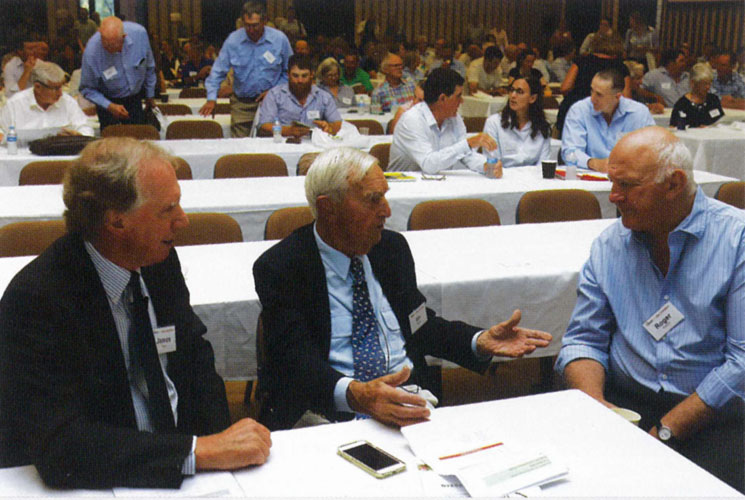 Emeritus Professor James Rowe, The Right Honourable Ian Sinclair & Roger Fletcher.