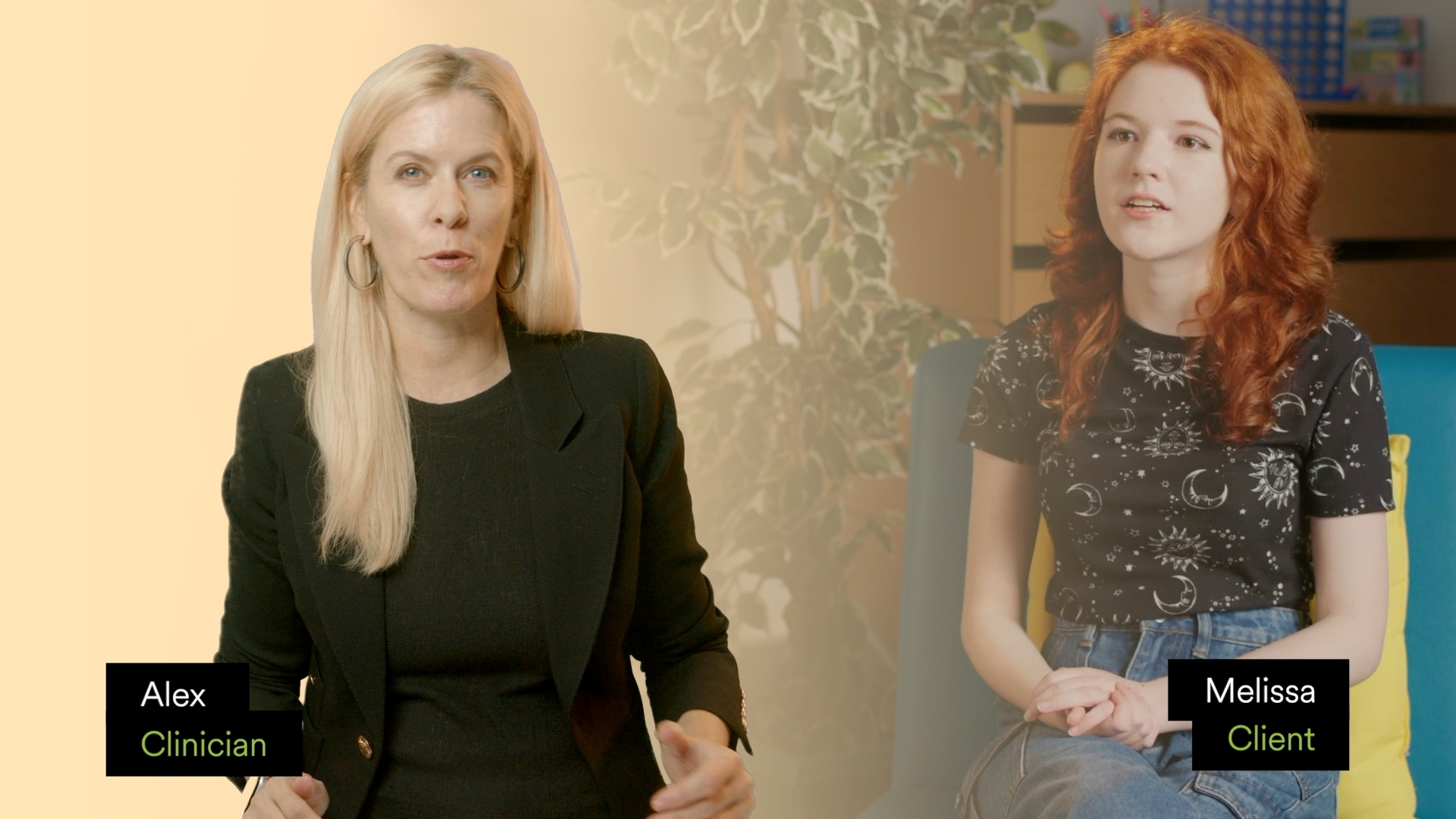 Image shows two people from the digital psych clinic