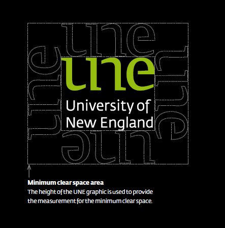 UNE logo clearspace on background
