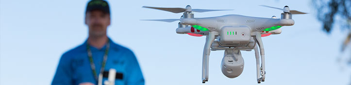 Researcher using a drone
