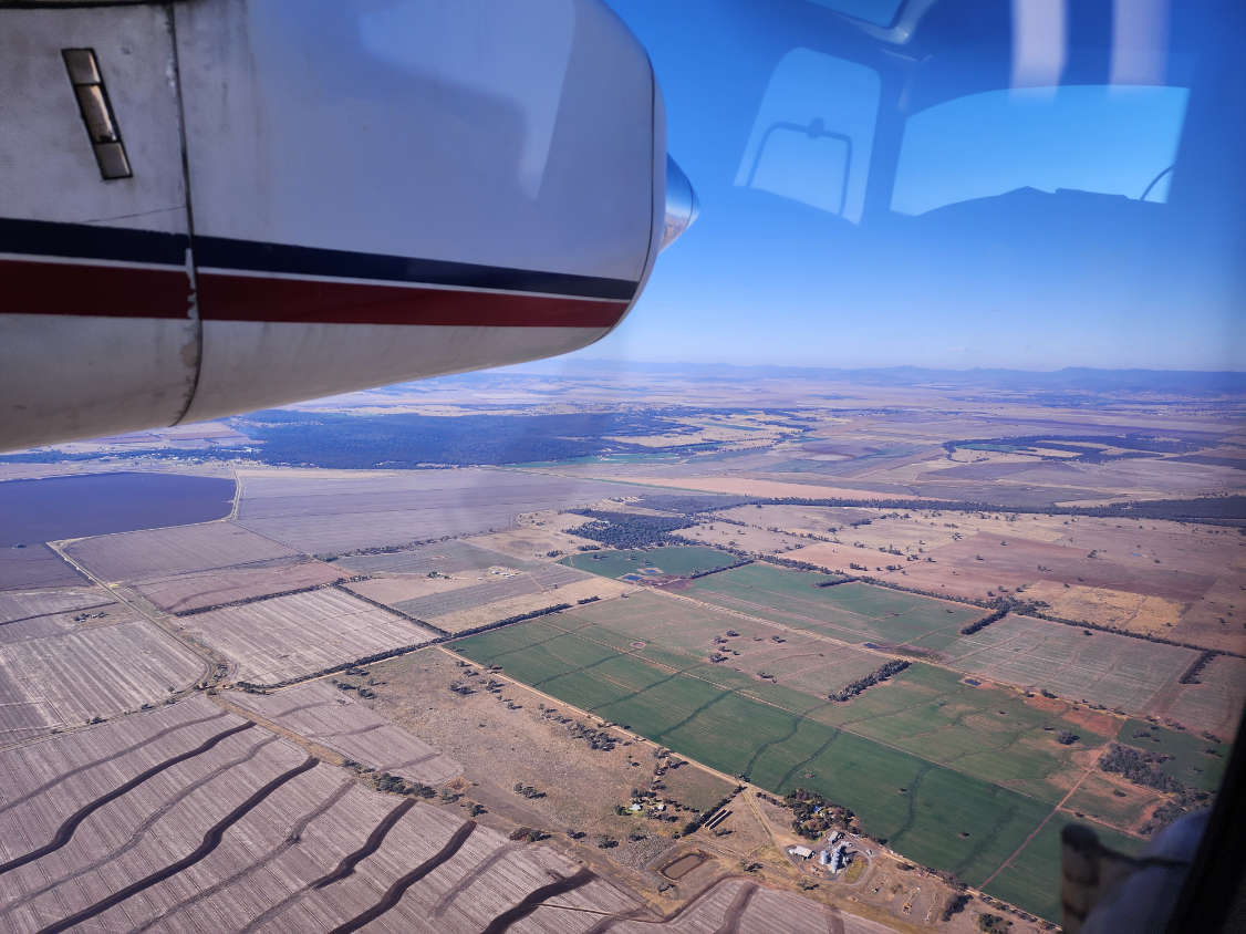 HyVista taking hyperspectral airborne imagery of remanent vegetation (potential koala habitat) in agricultural land. 