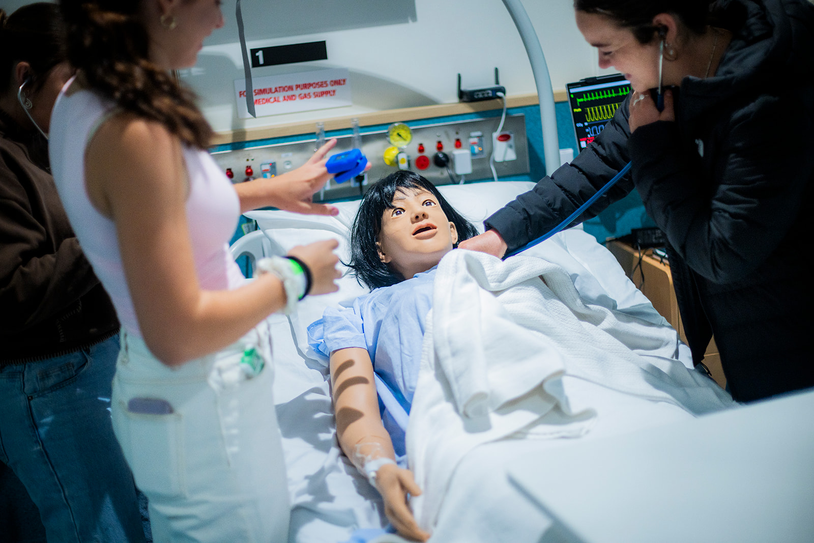 Students exploring the newly opened nursing labs 