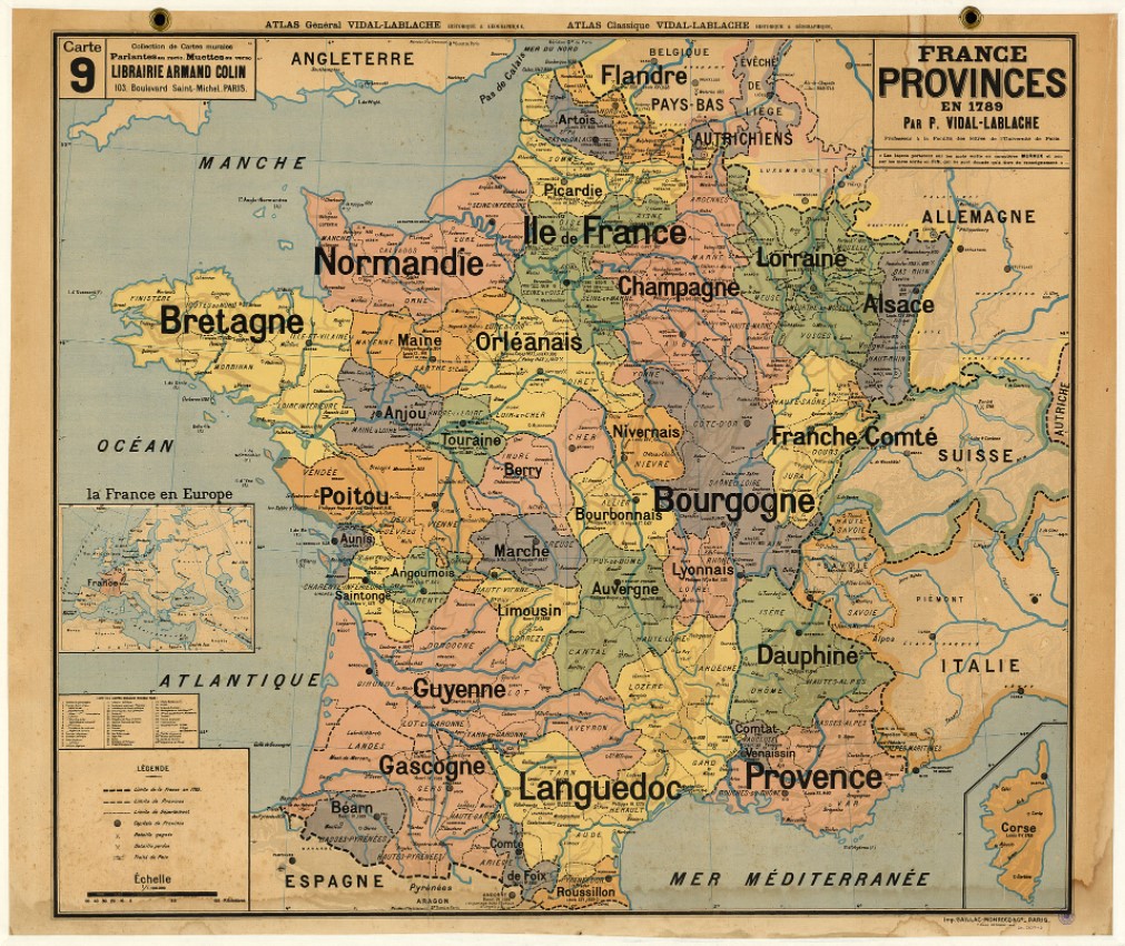 Antique map of France and portrait image of UNE researcher Valentina Gosetti 