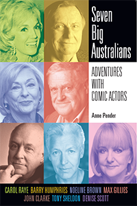 Book cover with collage of Australian comedians