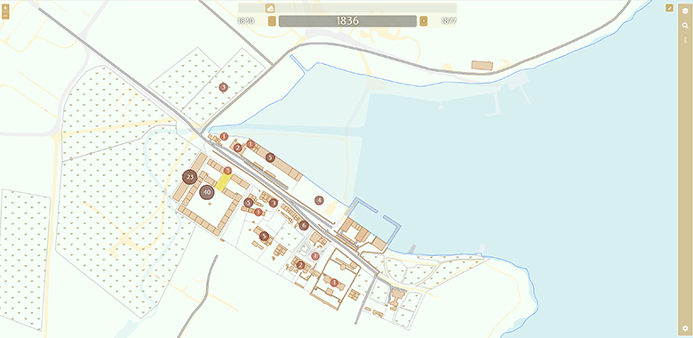 Aerial view of an interactive map of Port Arthur