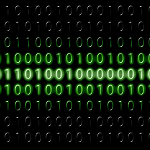 Green on black digital binary code