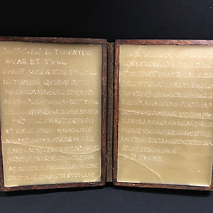 Brown wax slate with etched inscription