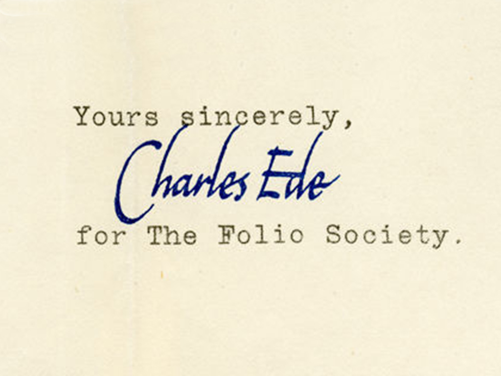 Charles Ede's signature Letter from Charles Ede featuring his signature