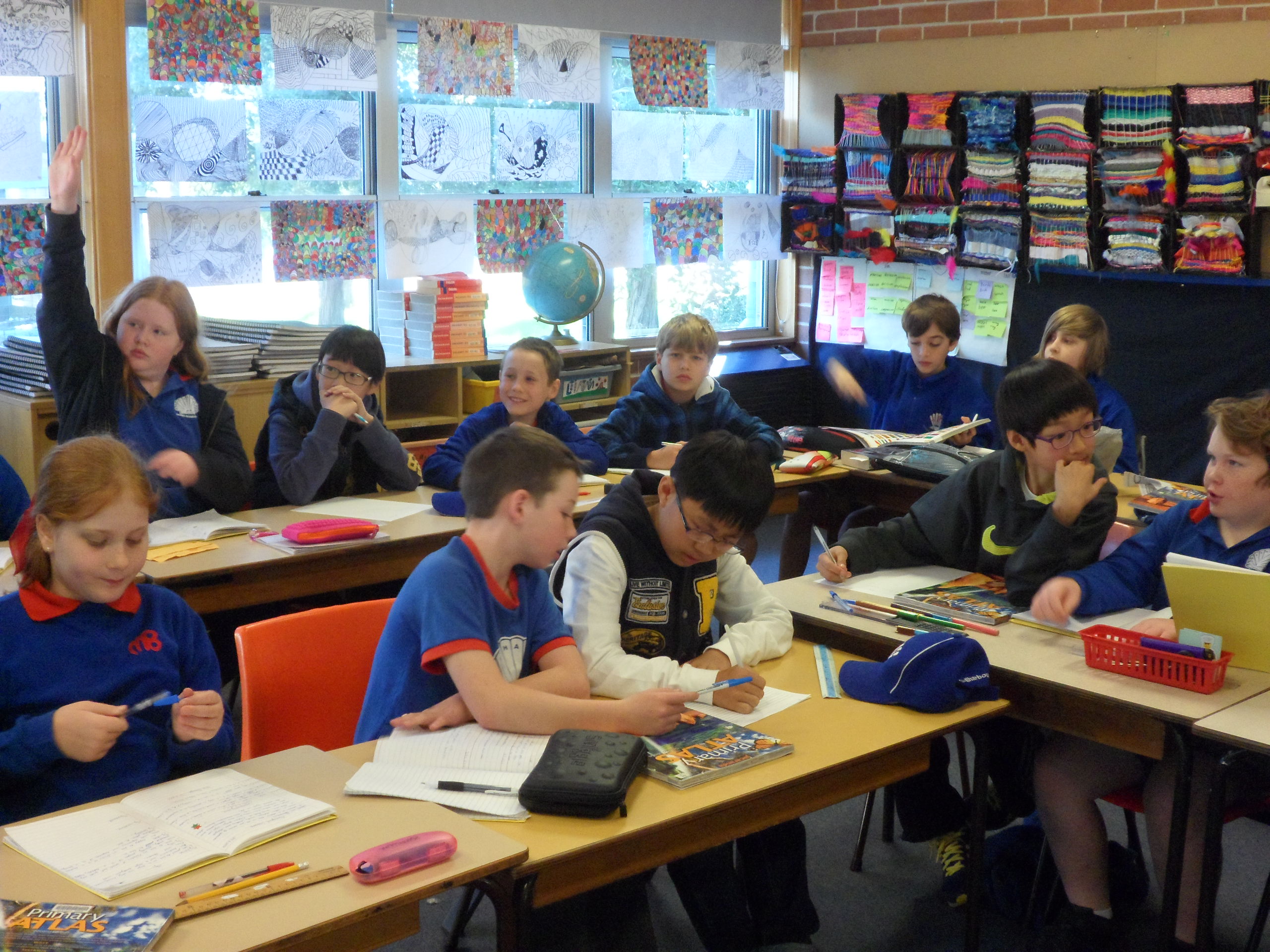 Students in a classroom working.