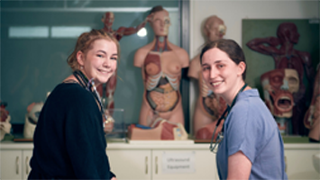 Students in medical simulation room