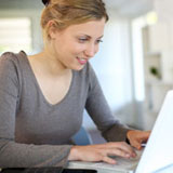 Student using a laptop