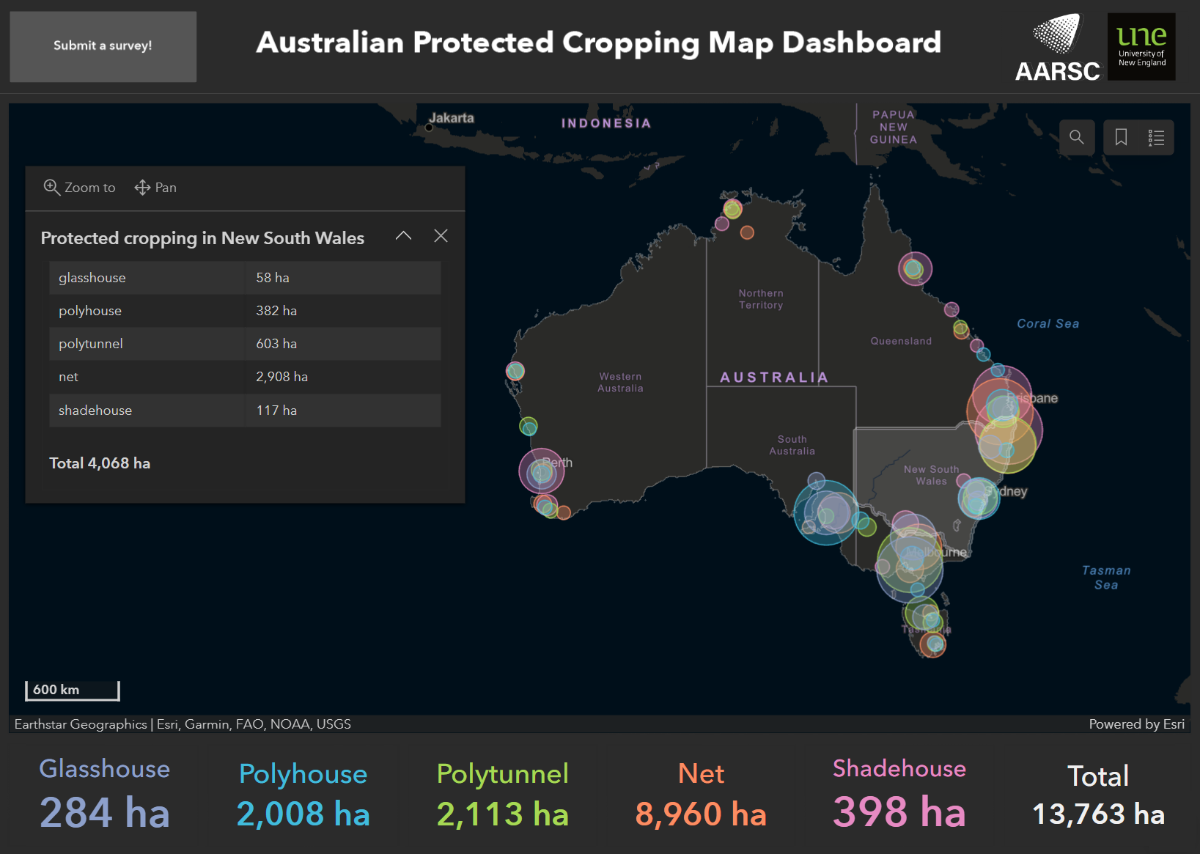 Screenshot of protected cropping map dashboard
