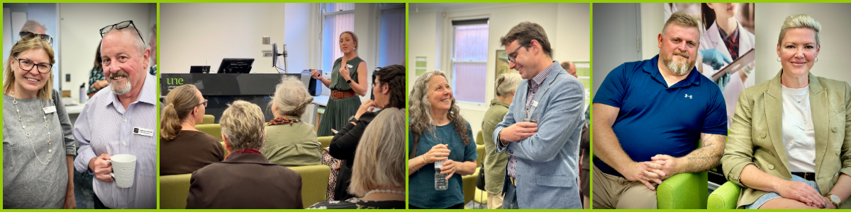 Several images of people attending UNE Tamworth's RaPT launch event