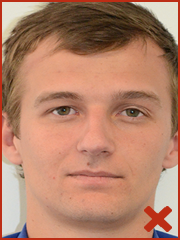 Example of unacceptable ID photo as image cropped incorrectly