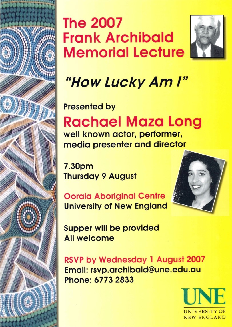 2007 Rachel Maza Long lecture poster