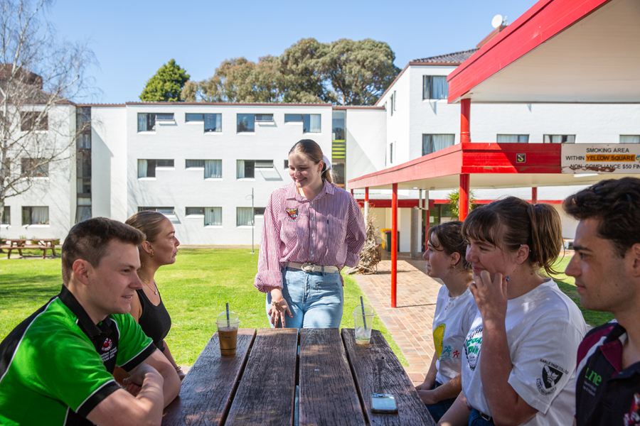 Courtyard chats at Austin Page College 