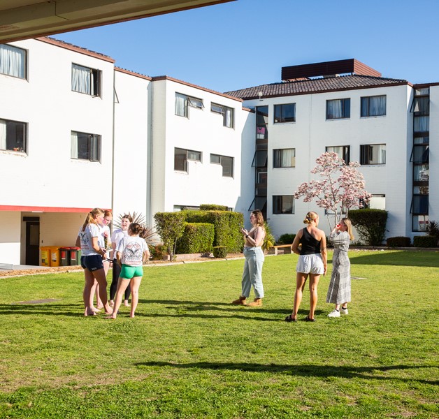 Students socialising in the Courtyard at Austin Page College 