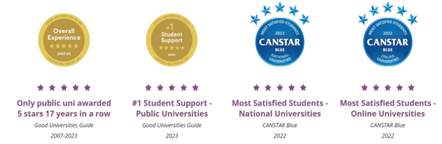 The image shows grahic regarding UNE's 5 star Canstar rating