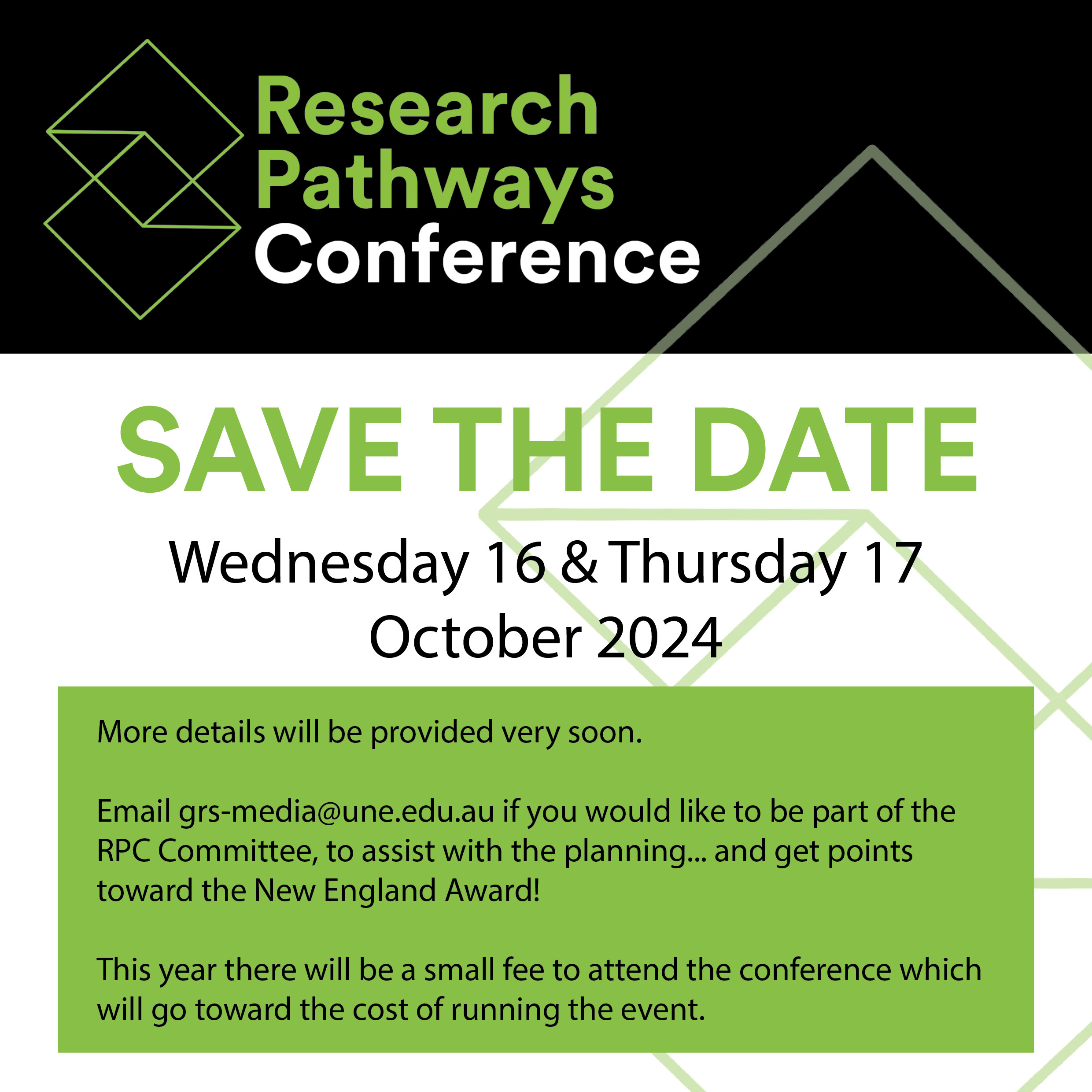 Save the Date Image with information about 2024 Research Pathways Conference