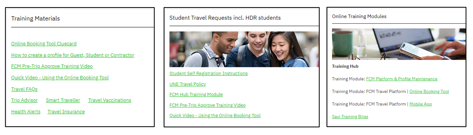 Travel FAQ screenshot