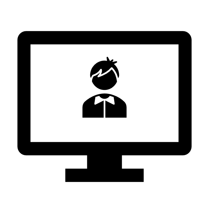 drawing of person on computer screen