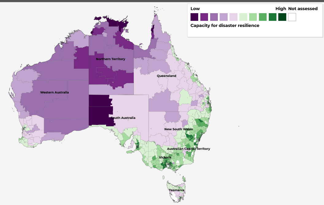 map of australia showing capacity for resilience